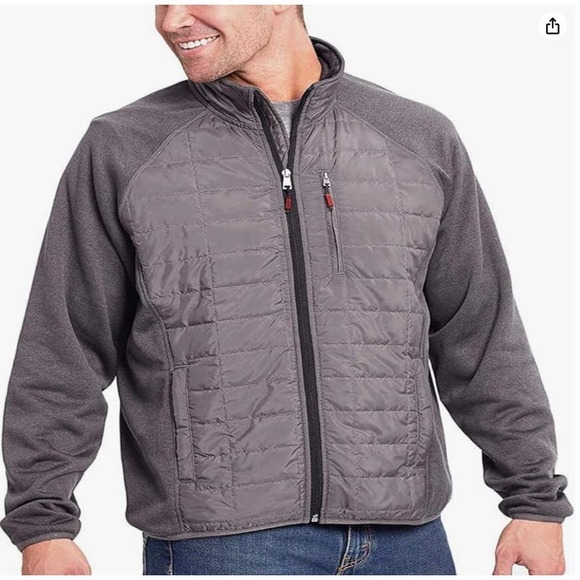 Orvis Men’s Long Sleeve Mixed Media Full Zipper Front Quilted Jacket Size L Gray - Picture 1 of 4